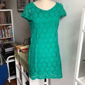 Green mini shift dress